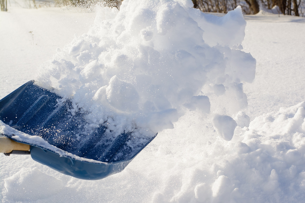 Shoveling snow in the backyard after night blizzard. (Adobe Stock │ #295515466 - Vitalii)