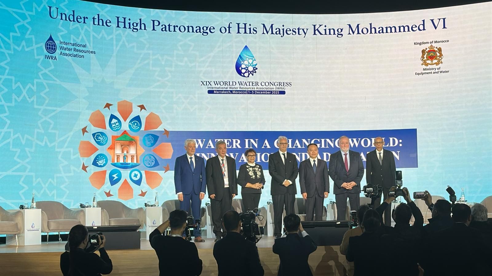 Rabi Mohtar, Ph.D. (far left) is co-chair of the World Water Congress and attended its opening ceremony. (International Water Resources Association)