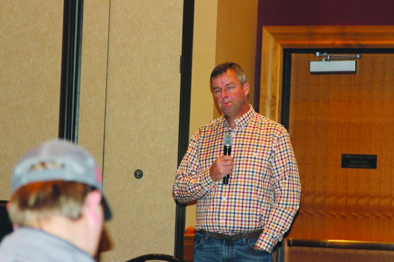 Chad Godsey listens to a question. (Journal photo by Dave Bergmeier.)