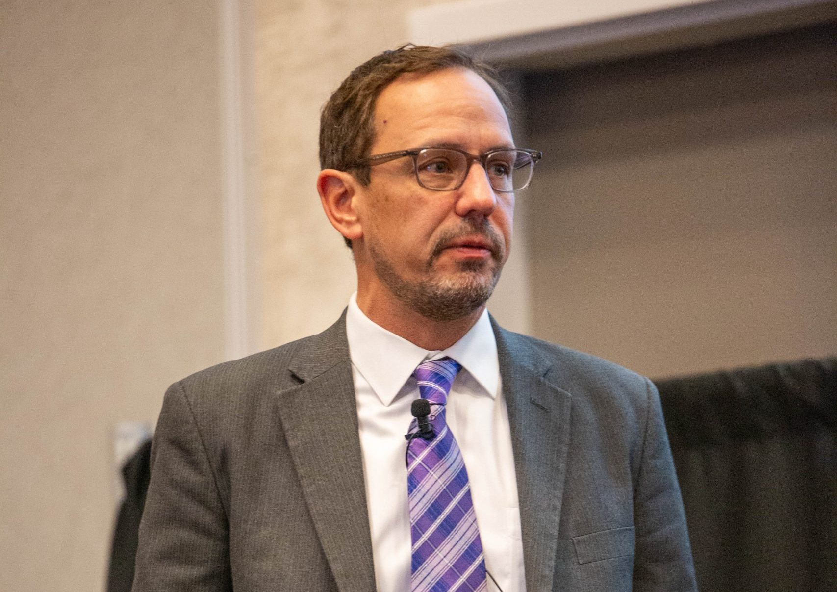 Tanner Ehmke of Co Bank gave a market update Jan. 30 during the Kansas Commodity Classic. (Journal photo by Kylene Scott.)