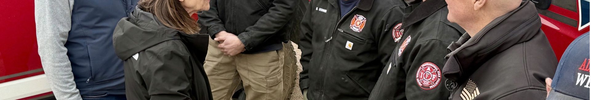 U.S. Sen. Deb Fischer visits with firefighters. (Courtesy photo.)