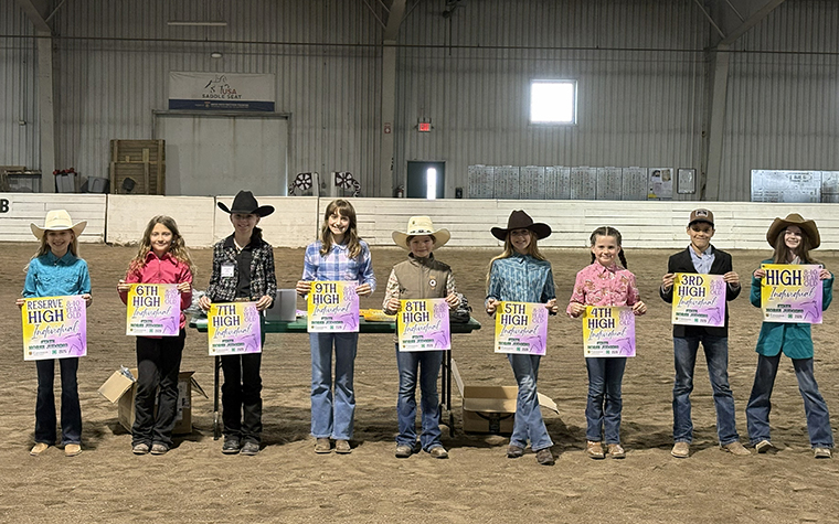 Top 8-10-year-olds, from left: Kaley Miller, Eve McAsey, Jovie Lovenduski, Emerson Craighead, Charleigh Hall, Madison Weber, Victoria Randle, Easton Hand and Ivy Coolman. (Missouri 4H)