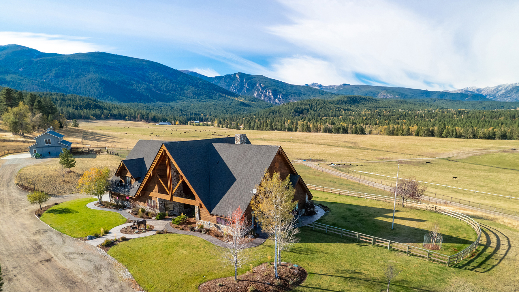 The main residence at Two Feathers Ranch in Montana. (Courtesy of Hall and Hall)