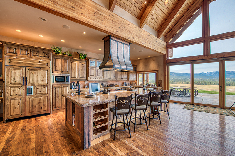 Kitchen in Two Feathers Ranch main residence. (Courtesy of Hall and Hall)