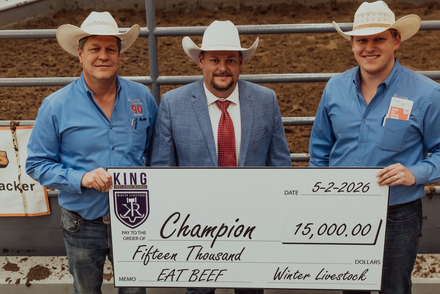 King of the Ring winner Chuck Bradley (center) topped the field to win $15,000. He is pictured with Brian Winter (left) and Mason Winter. (Courtesy photo.)