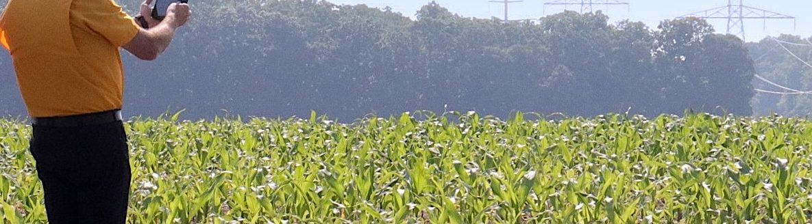 Rusty Lee, MU Extension field specialist in agricultural systems technology, used AI and drone technology last season to diagnose irregular corn stands caused by a malfunctioning toolbar on a producer’s anhydrous ammonia applicator. (Photo by Linda Geist)
