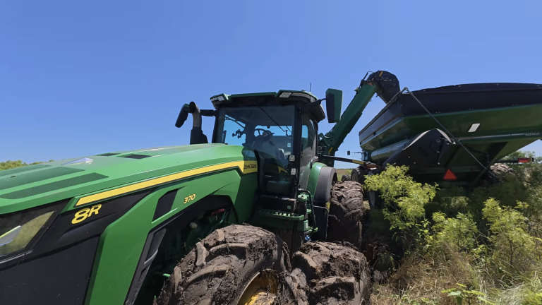 John Deere Grain Cart Stuck in the Mud