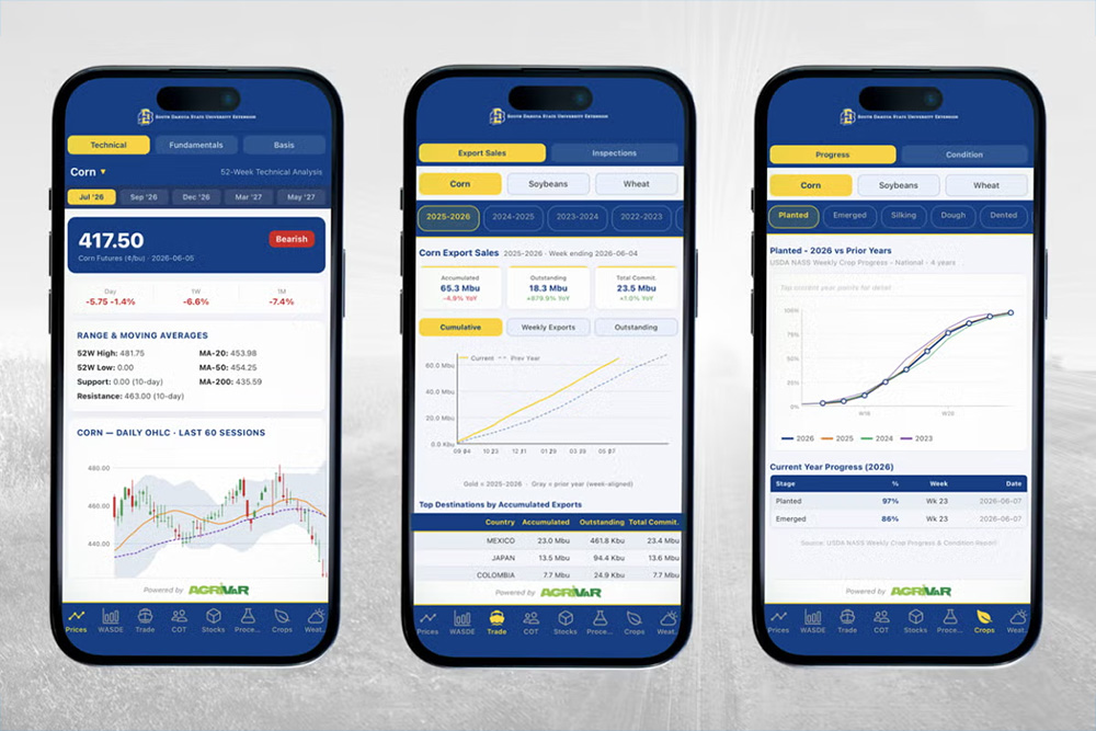 Grain Report Mobile App (Credit: Matthew Elliott, SDSU Extension)