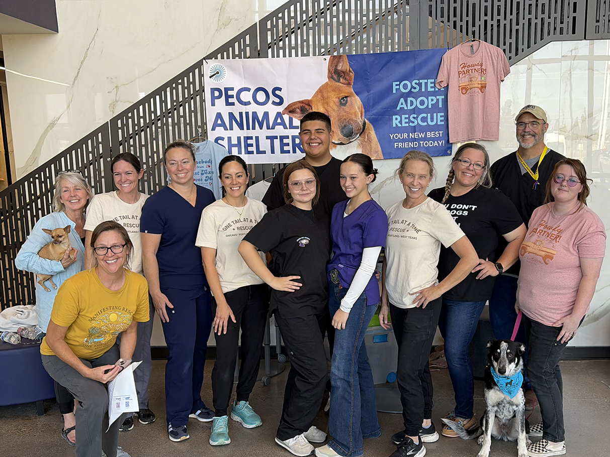 Students in the Veterinary Science Certificate Program at the Pecos-Barstow-Toyah Independent School District join regional veterinarians to help the community at the third annual pet clinic. (Joe Tyus/Pecos-Barstow-Toyah Independent School District)
