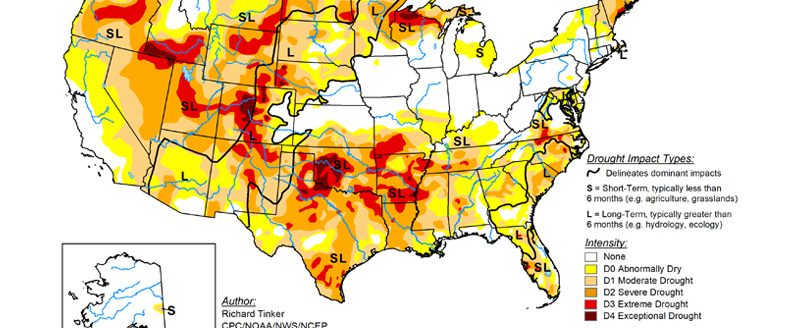 The U.S. Drought Monitor is jointly produced by the National Drought Mitigation Center at the University of Nebraska-Lincoln, the U.S. Department of Agriculture and the National Oceanic Atmospheric Administration. (Map courtesy of NDMC.)
